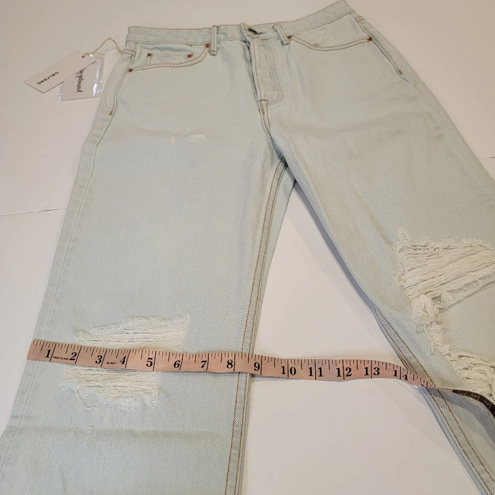 GRLFRND Button Fly Super High Rise Straight Leg Mica Crop Jeans In Romeo 28 NWT!